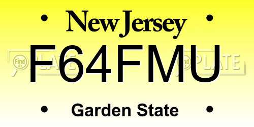 F64FMU New Jersey License Plate