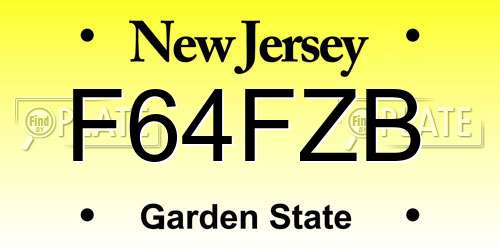 F64FZB New Jersey License Plate