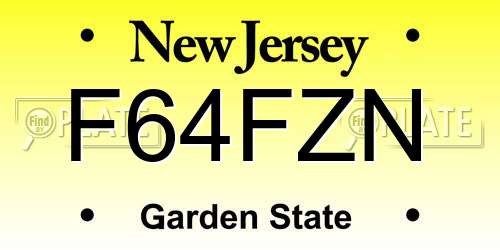 F64FZN New Jersey License Plate