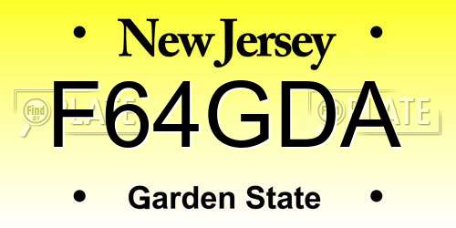 F64GDA New Jersey License Plate