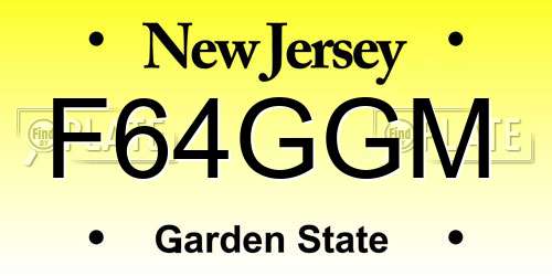 F64GGM New Jersey License Plate