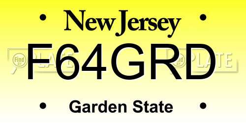 F64GRD New Jersey License Plate