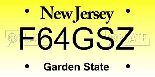 F64GSZ New Jersey License Plate
