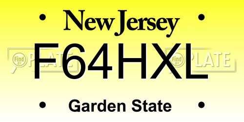 F64HXL New Jersey License Plate