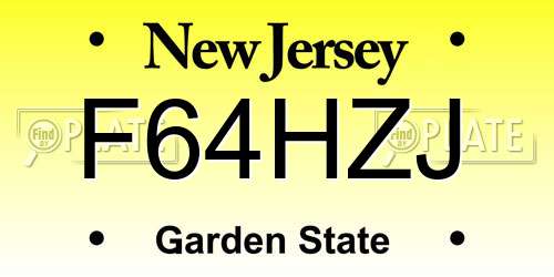 F64HZJ New Jersey License Plate