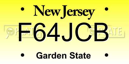 F64JCB New Jersey License Plate