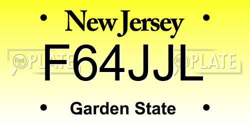 F64JJL New Jersey License Plate