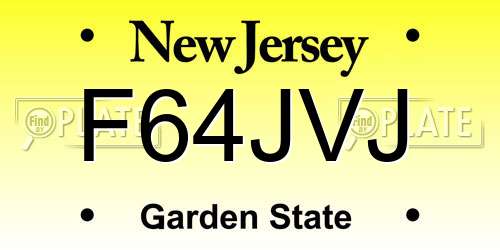 F64JVJ New Jersey License Plate