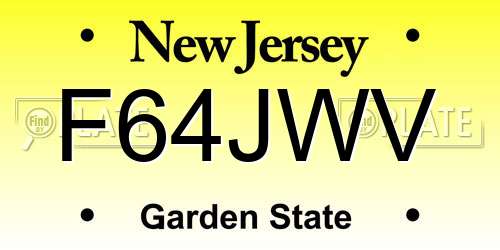 F64JWV New Jersey License Plate