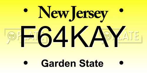 F64KAY New Jersey License Plate