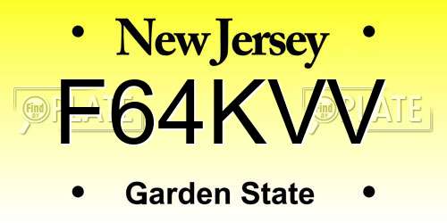 F64KVV New Jersey License Plate