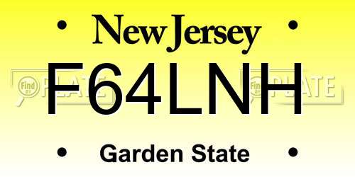 F64LNH New Jersey License Plate