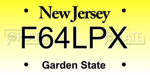 F64LPX New Jersey License Plate