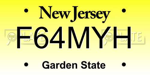 F64MYH New Jersey License Plate