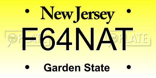 F64NAT New Jersey License Plate