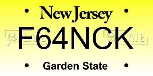 F64NCK New Jersey License Plate