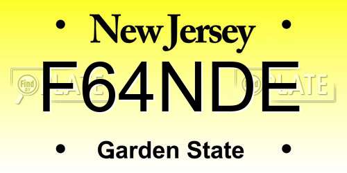 F64NDE New Jersey License Plate