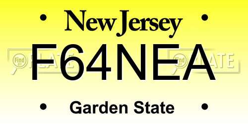 F64NEA New Jersey License Plate