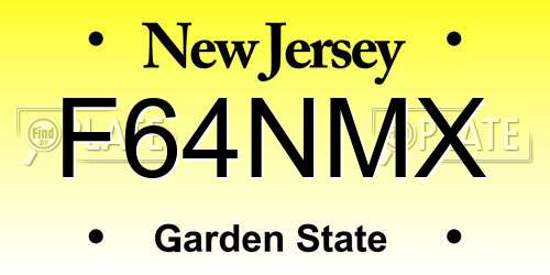 F64NMX New Jersey License Plate