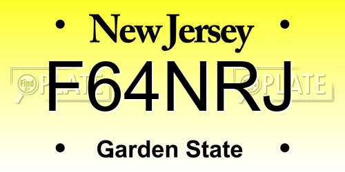 F64NRJ New Jersey License Plate