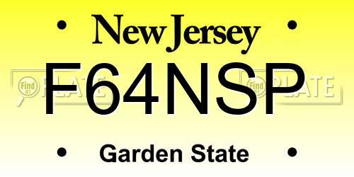 F64NSP New Jersey License Plate