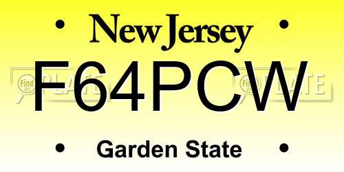 F64PCW New Jersey License Plate