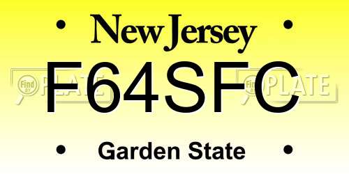 F64SFC New Jersey License Plate