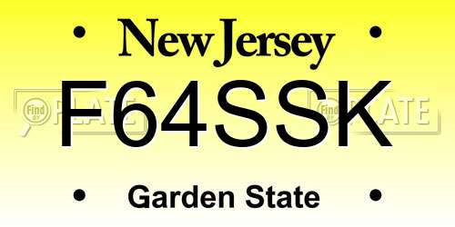 F64SSK New Jersey License Plate