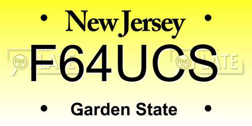 F64UCS New Jersey License Plate