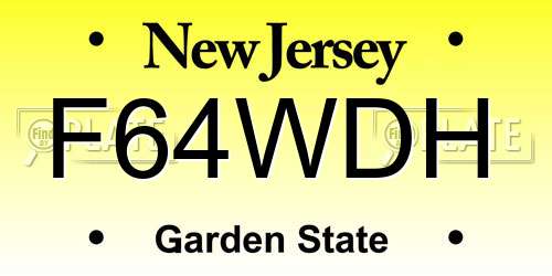 F64WDH New Jersey License Plate