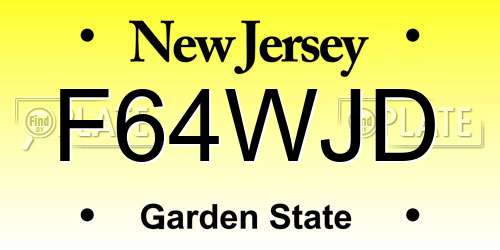 F64WJD New Jersey License Plate