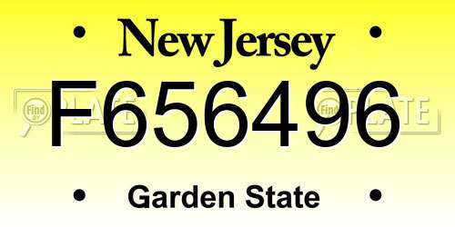F656496 New Jersey License Plate