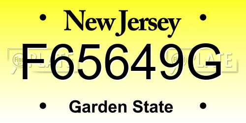 F65649G New Jersey License Plate