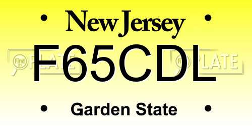 F65CDL New Jersey License Plate