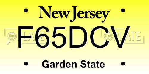 F65DCV New Jersey License Plate