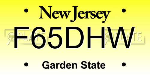 F65DHW New Jersey License Plate