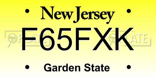 F65FXK New Jersey License Plate