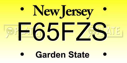 F65FZS New Jersey License Plate