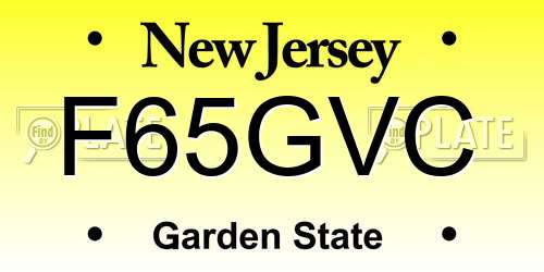 F65GVC New Jersey License Plate