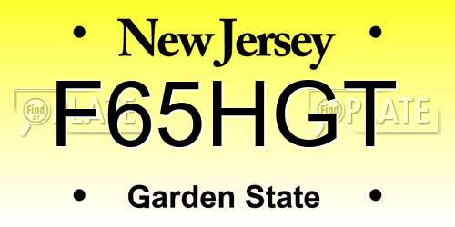 F65HGT New Jersey License Plate
