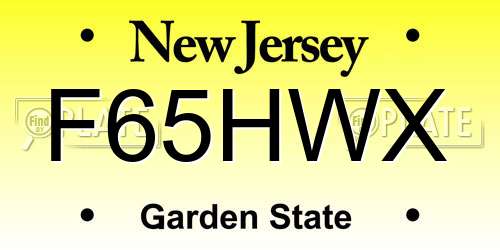 F65HWX New Jersey License Plate