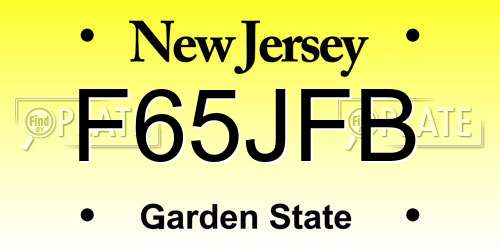 F65JFB New Jersey License Plate