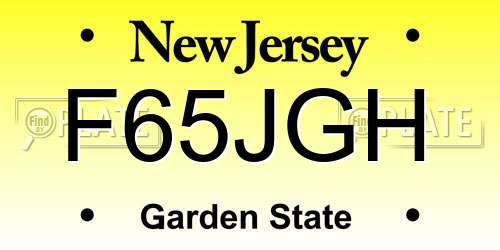 F65JGH New Jersey License Plate