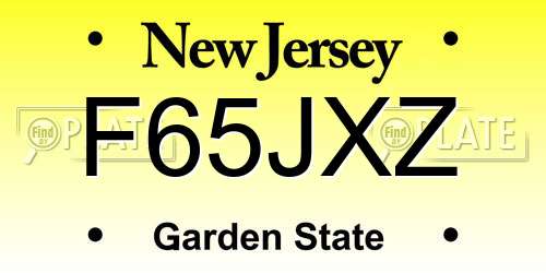 F65JXZ New Jersey License Plate