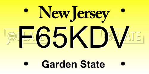 F65KDV New Jersey License Plate
