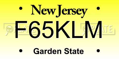 F65KLM New Jersey License Plate