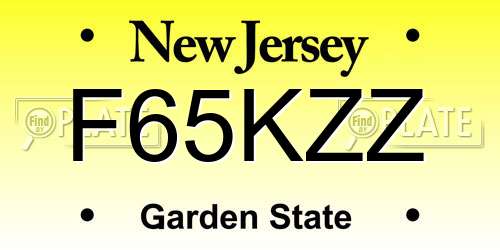 F65KZZ New Jersey License Plate
