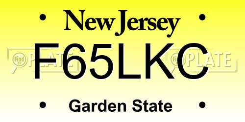 F65LKC New Jersey License Plate