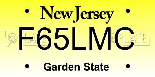 F65LMC New Jersey License Plate