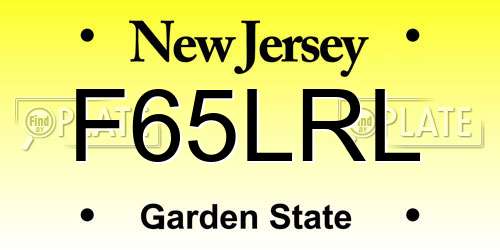 F65LRL New Jersey License Plate